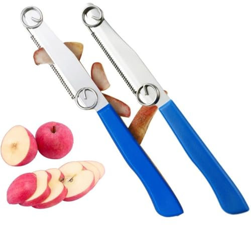 Coltello per affettare rapido da 2 pezzi | Pelapatate e affettatrice per frutta e verdura | Pelafrutta multifunzionale con molla regolabile | Coltelli per affettare rapidamente a prova di taglio