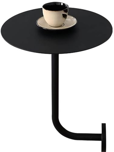 GOUZIBHD Coffee Table Wall Mounted, Living Room Tray Table,Round Side Table for Office Bedroom Balcony Reception Table, Small Wall Bistro Desk with Metal Leg