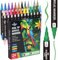 STATIONERY ISLAND Acrylic Paint Pens 24 Colours Paint Markers Dual tip Acrylic Markers for Rock Painting Stone Glass Ceramic Wood Metal Fabric Fine & Brush Tip Water Based Acrylic Pens