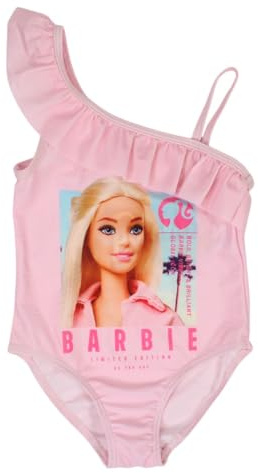 Disney Barbie, Costume Intero, Bambina, Bambino (da 3 a 8 Anni), Body, Rashguard, Bikini, Costume da Bagno, Piscina, Spiaggia, Nuoto, Estate, Modello Bar 5244451 S1-3/4A, Rose