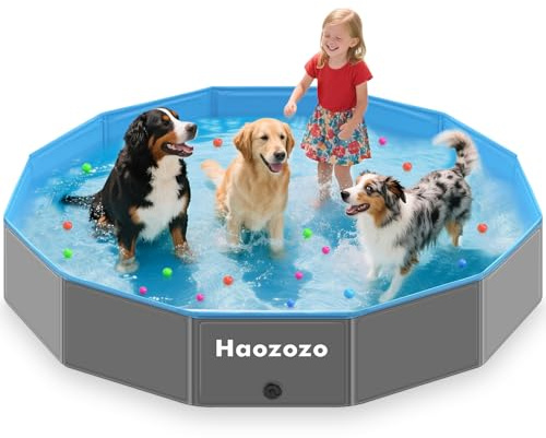 Haozozo Piscine pour Chien, Bassin Renforcé pour Grands Chiens en PVC Durable, Piscine Pliable Sécurisée Antidérapante pour Chien - Faltbare Schwimmbecken Hund Planschbecken (160x30 cm)