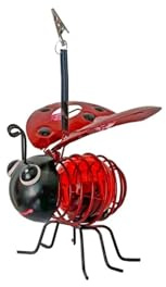 Mariquita LED solar decorativa metal y vidrio luz exterior para jardín 13 x 20 cm colgante carga solar con Pila Ni-Mh 1x80mAh adorno para árboles y terrazas