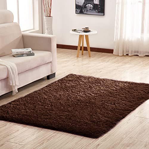 Tappeto shaggy in finta pelliccia, 200 x 280 cm, morbido, antiscivolo, per camera da letto, soggiorno, divano, tappeto, accogliente, beige scuro, finta pelle di agnello, decorazione