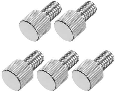 sourcing map 5 tornillos de pulgar moleteados M6 x 10 mm, acero inoxidable 304 de cabeza plana moleteados totalmente roscados para el hogar, electrónica, máquina