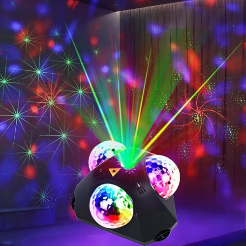 ZStarlite Bola de discoteca, luz de fiesta, luces de discoteca con 3 bolas de discoteca, efecto estroboscópico activado por sonido, luz de discoteca con cable de enchufe de 3 m para KTV, hogar, niños