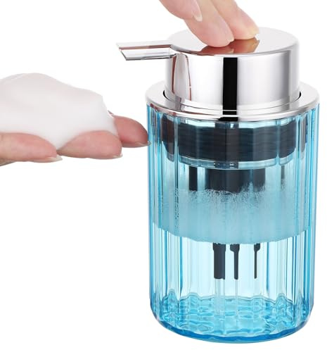 Segbeauty Dispenser Sapone Schiuma, 1 Pezzi 300ml Dispenser Sapone Doccia, Dosatore Detersivo Piatti in Plastica, Bottiglie Vuote con Pompa in Schiuma, per Bagno Cucina (Blu)