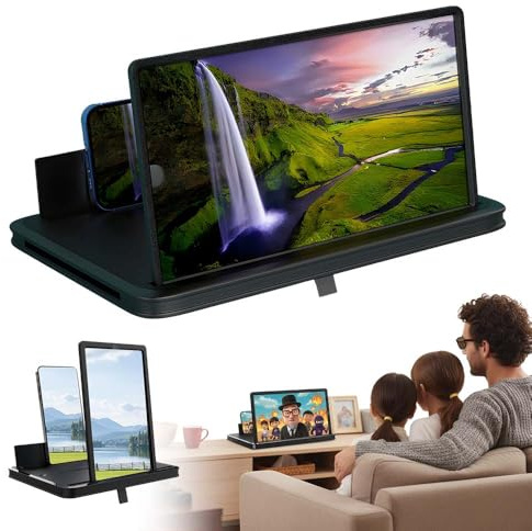 Thin Foldable Phone Screen Magnifier, 2026 New 3D Hd Mobile Phone Screen Amplifier, with Folding Stand Holder, Portable Movie Video Game Enlarger, for Movies, Videos and Gaming (Black, 10)
