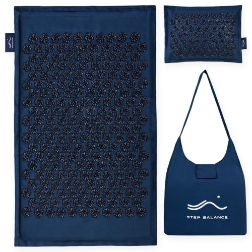 STEP BALANCE AcuEarth Set Acupresión, Esterilla y Almohada, Lino y Bolsa