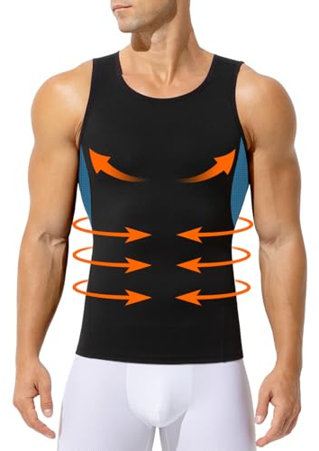 Mauro Kane Mens Compression Shirts Body Shaper Tummy Control Tank Top | Sleeveless Quick Dry Breathable Muscle Workout Shapewear Undershirts for Dating/Work/Home/Yoga/Gym