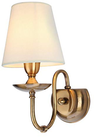 Vägglampa i polerad mässing med dubbla ljuskällor - Vintage läslampor med 2 ljuskällor och vit skärm i lintyg för sovrum, hall, vardagsrum, E12-sockel/d D (stor)