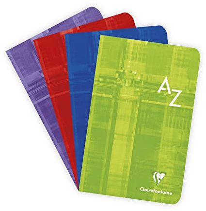 Clairefontaine 63609C - Adressbuch / Vokabelheft, 11x17 cm, 48 Blatt, kariert, 90g, farbig sortiert, 1 Stück
