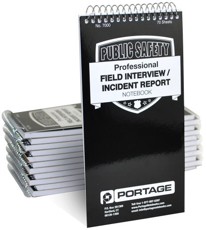 Public Safety Notebook – Spiral Notebook, Notepad, Writing Pad with Template for Interviews, Accidents & Incident Reports, Field Book for Police – 4 x 8 Inches, 70 Sheets / 140 Pages (Pack of 12)