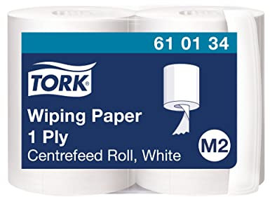 Tork Mehrzweck-Papierwischtücher mit Innenabrollung Weiß M2, Hand- und Oberflächenreinigung, 2 × 275 m, 610134