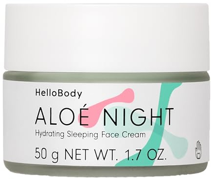 HelloBody Aloe Night Nachtcreme – Feuchtigkeitsspendende Gesichtscreme mit Aloe Vera, Hyaluronsäure & Pflaumenkernöl – Beruhigt & nährt die Haut – 98,4% natürliche Inhaltsstoffe