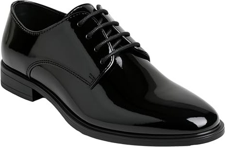 Boys Derby Patent Formal Dress Black Shoes Lace Up Wedding Prom Footwear, Size UK Child 9