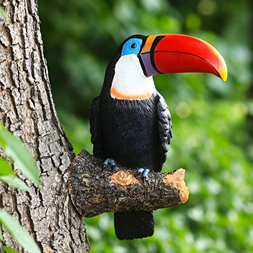 NORHOR Aves Vivid Realista Tucán,Figura de Tucán,Estatuas de jardín, Adornos de jardín,pájaros Falsos de Resina, Manualidades, Estatua de Animales, árbol, Colgante de decoración Pastoral.