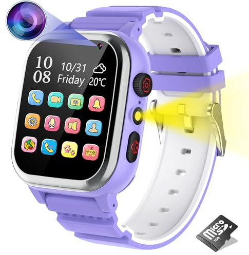 Kinder Smartwatch, Smartwatch Kinder Telefon mit SIM Karte Anruf SOS 26 Spiele Kamera Musik MP4 Schrittzähler Wecker Taschenlampe Recorder, Kinderuhr für Jungen Mädchen Student 4-12 Jahre Geschenk