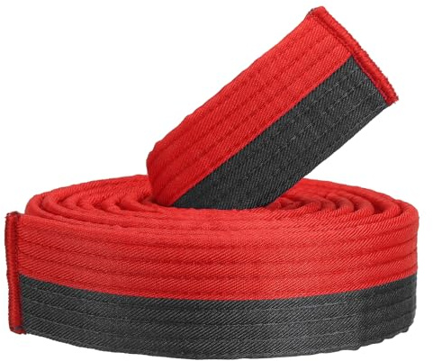 PATIKIL Taekwondo färgat rankningsbälte, 4 cm x 2,6 m polyester kampsport judo karate bälte för tränarundervisning, röd-svart