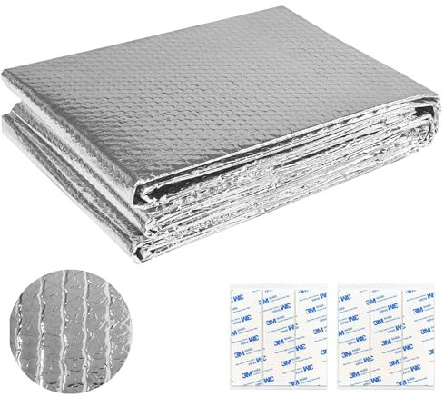 Aufun 0.6x5m Aluminisierte Isolierfolie Dämmfolie Doppelte Alu-Luftpolsterfolie Dachisolierung, Heizkörper Reflexionsfolie Isolierungsfolie Wärmehaltung (3㎡)