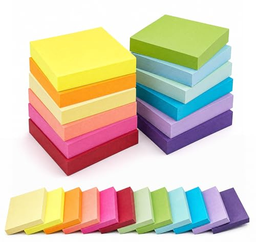 NOTEZMATE 1200 Sheets Small Sticky Notes,50 x 38mm/1.5 x 2in Mini Sticky Note Tabs Self-Stick,12 Pads Sticky Notes Markers,12 Bright Color Super Sticking for Reminders in Offices,Schools,Meeting,Home