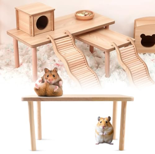 Lytonix Hamster plattform, 25 x 12 x 13 cm, trähamster, klätterplattform, hamsterhus, gnagartillbehör, klätterplattform, marsvin, sov hamsterplattform för sandråttor, totoro, igelkott, ekorre
