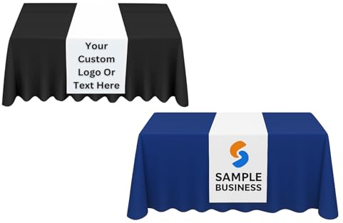 T-SHIRT DESIGN STUDIO-Customized Table Runner – Personalized Text/Logo, Printed Name Design for Business, Tradeshow, Party Events, Exhibition, Birthdays, Weddings (33x150cm)