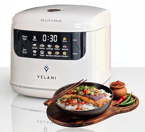 Mini cuiseur à riz petit multicuiseur 0,8 l riz 4 personnes, 10 programmes pour TOUS les types de riz inclus Low Sugar Rice Basmati grains complets cuiseur vapeur bouillie soupe braiser (blanc crème
