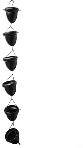 BildeeMait Outdoor Acorn Rain Chain Drainage, Outdoor Decoration Home, Garden Decoration(Black Rain Chain)