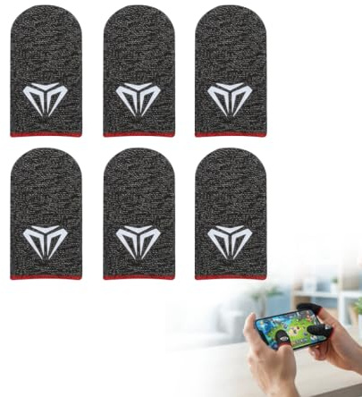 Lot de 6 Manchons de Doigt de Jeu pour Écran Tactile, Manchons en Fibres Argentées Ultra-Sensibles, Gants de Pouce Anti-Transpiration et Anti-Friction pour Gaming Mobile sur Smartphone et Tablette