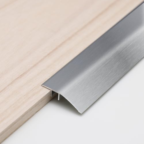 Trimold Aluminum Floor Transition Strip, Suitable for Doorways Threshold Ramp Tile Laminate Planks, Bridge the Height Between 5-12mm (0.9m x 43mm, Brushed Silver)