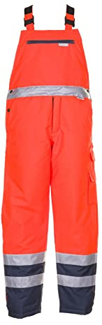 Planam 2086056 Warnschutz Winterlatzhose, Orange/Marine, Größe XL