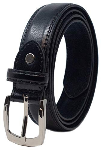 Ossi läderfodrad 28 mm barnbälte (storlekar 4XS – liten) i svart, brun eller brun, Svart, 4XS (Midja 20/24)