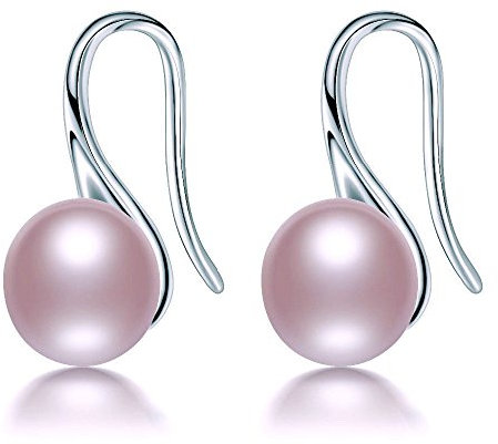 Kim Johanson Damen Perlenohrringe Rita aus 925 Sterling Silber mit echten lila Süßwasser Perlen Ohrstecker inkl. Schmuckbeutel