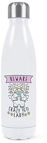 Beware Verrückte Yeti Damen Doppelwand Wasserflasche Isoliert Edelstahl Sports Getränke 500ml Weiß