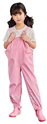 Gaga city Pantalon Impermeable para Niños Niñas,Unisex Outdoor Pantalón de Agua Impermeable Pantalones de Barro Mono Lluvia Pink/110/116