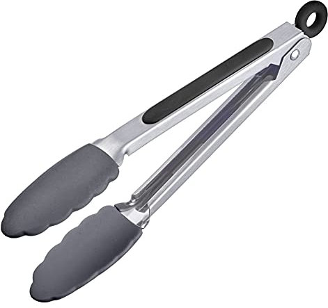 Westmark Servierzange, Mit Silikonlaffen und gummierten Griffen, Länge: 27 cm, Rostfreier Edelstahl/Kunststoff/Silikon, Classic Silicone Midi, Silber/Schwarz, 16172270