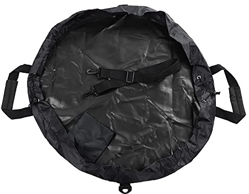 Alvinlite Cambiador de Traje de Neopreno, esteras de Cambio de Surf a Prueba de Agua Bolsa Seca de Traje de Buceo con Bolsillo y Correas de asa para Deportes acuáticos Kayak Canotaje(Negro) Estera