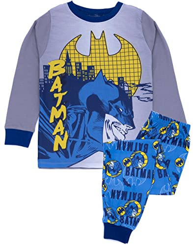 DC Comics Batman Conjunto de Pijama de Azul para niños | Parte Superior e Inferior del Personaje | Prendas cómodas para Estar en casa fanáticos de Batman | Ropa de Dormir