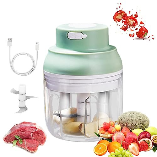 Zwiebelschneider Elektrischer Gemüseschneider: 250ML Zwiebel Zerkleinerer Multifunktion Gemüsehobel Set Knoblauchzerkleinerer Elektrisch Gemüsemühlen Zerkleinerer Elektrisch für Knoblauch Gemüse Obst