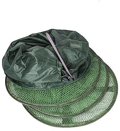 Köderfischreuse, Faltbare Fischreuse Setzkescher Angelkescher Krabbenfederfalle Köderfalle für Hummer, Langusten, Garnelen (25x1.5m)