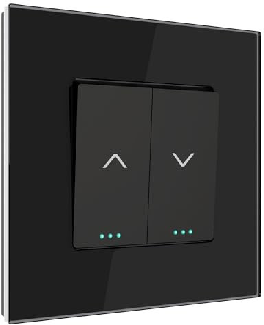 PULSAR Rolladentaster Schwarz 1 Fach Glas - Jalousietaster Unterputz Steuerung für Rollo/Rouleau/Jalousette Taster 10A 250V