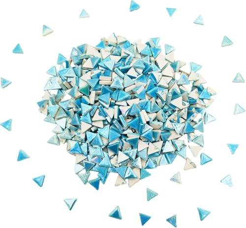 Enhetliga triangulära keramiska mosaikplattor, 0,5 kg, 800 stycken, skimrande för mosaik-pysselbehov, gör-det-själv-mosaik, handgjord dekoration (regnbågs-himmelsblå)