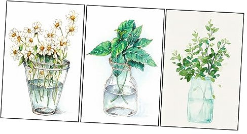 Cabilock 3St Einfaches Pflanzen gemälde Kinderwandkunst Bild Wanddekoration Wand wanddeko schlafzimmer dekoration schlafzimmer Pflanzenmalerei Malerei Leinwandmaterial