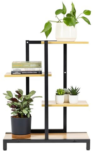 STRADO Blumenständer Metall Pflanzenständer Pflanzenregal Indoor| Blumenhocker Pflanzenhocker Blumensäule Pflanzregal | Blumentopf Ständer mit 4 Etagen