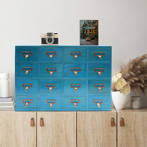 16 cajones armario farmacéutico cajón cajón organizador caja de almacenamiento cofres y hierbas de madera escritorio cajón para el salón, cómoda, cocina, oficina, farmacia, etc