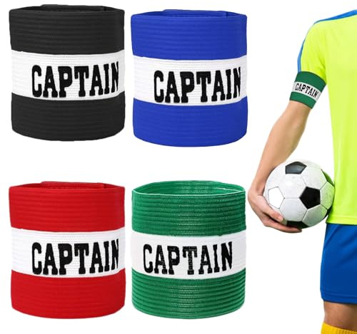 JISRKP 4 Pcs Captains Armband, Captain Armband Football, Captain Armband Football, Adjustable Football Captain Armbands Multicolor Elastic Sports Arm Bands for Football Training, Adult