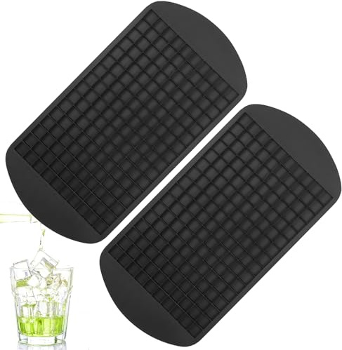 2 Piezas Mini Cubitera de Silicona Pequeña, Molde para Hielo Mini Cubitos (1x1 cm) - 160 Cubitos por Molde, Ideal para Bebidas, Whisky, Cócteles, Cocina y Bar - Fácil Desmoldado y Apilable