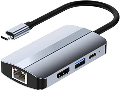 Multi-Porte Tipo C HUB Splitter 6 In 1 USB3.0 5Gbps LAN Rj45 Docking Station PD Dock di Ricarica Rapida