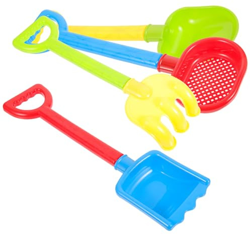 SKISUNO Juego de 4 Palas de Playa de Plástico para Niños, Duraderas y Ligeras, Ideales para Excavar Arena y Fomentar la Coordinación Playa o Areneros Color Aleatorio