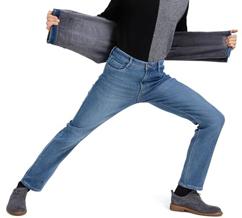 Jean Homme Doublé Épais Chaud Thermique Hiver Stretch Coupe Droite Classic